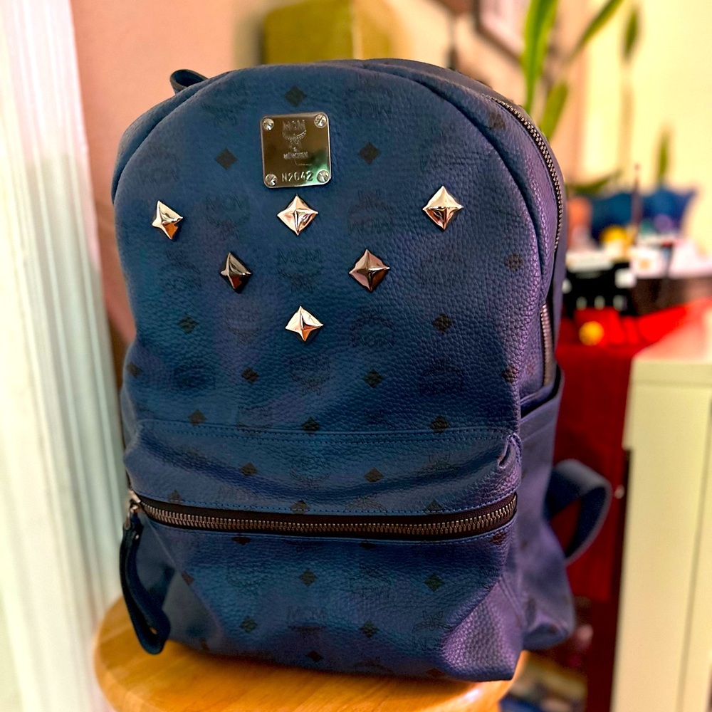 MCM Navy Blue Backpack Large size